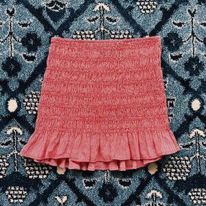 Smocked Gingham Mini Skirt